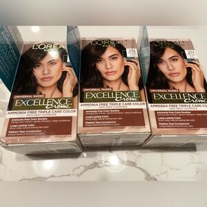 3 L'Oreal Paris Excellence  Hair Color 2N Natural Soft Black,